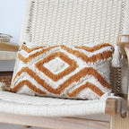 JOJUSIS Boho Lumbar Throw Pillow Covers with Handmade Tassels Decorative Woven Tufted Orange Pillowcase for Couch Bedroom 12 x 20 Inch Orange B