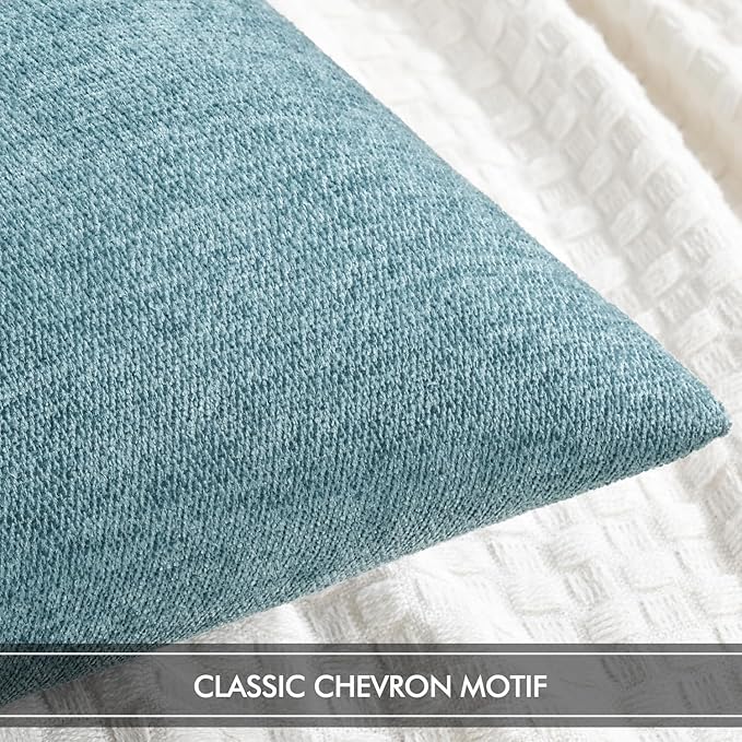 MIULEE Pack of 2 Blue Gray Decorative Pillow Covers 20x20 Inch Soft Chenille Couch Spring Throw Pillows Farmhouse Cushion Covers for Home Decor Sofa Bedroom Living Room