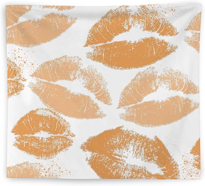 WNAGT Trendy Black and White Kiss Lips Tapestry Wall Hanging, Funky Makeup Wall Decor, Fashion Aesthetic Wall Blanket Decor for Girls Room College Dorm Makeup Room Beauty Room, 50x60 Inch
