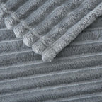 Grey Fleece Throw Blanket 108”×90” for Couch Sofa Bed,Super Soft Cozy Plush Microfiber Flannel Blanket with Stripes Design Lightweight for Adults,Woman,Girls