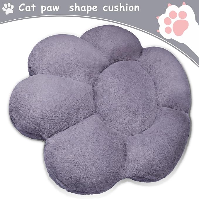 Cat Paw Cushion Office Chair Cushion Comfy Plush Gaming Chair Cushion Cute Seat Cushion for Girl, Cute Gaming Acessories Room Decorate 28"x 24" (Gray)