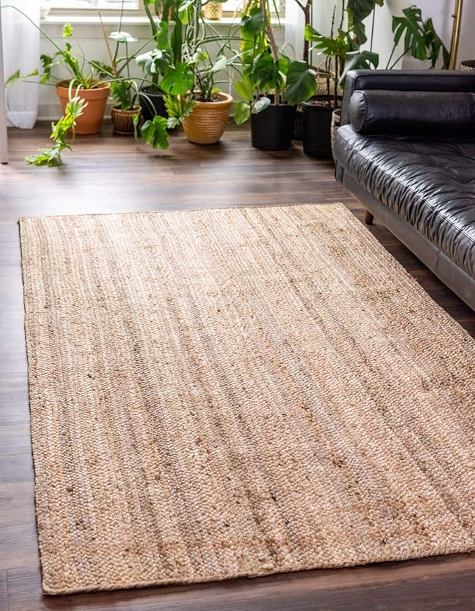 Unique Loom Braided Jute Collection Area Rug - Dhaka (4' 1" x 6' 1" Rectangle, Natural)
