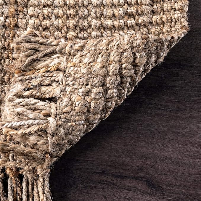 Nuloom Daniela Natural, 9'6" x 13'6", Handmade, Jute, Tassel, Soft and Textured, High Traffic, Stain Resistant, Easy Clean, Durable Area Rug for Bedroom, Living Room, Dining Space, Foyer, Entryway