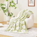 Checkered Throw Blanket, Sage Green Super Soft Knit Breathable Throw Blanket, Cozy Fluffy Reversible Checkerboard Flower Fuzzy Blanket for Couch Sofa Bed Living Room Decor 60 x 80 Inch