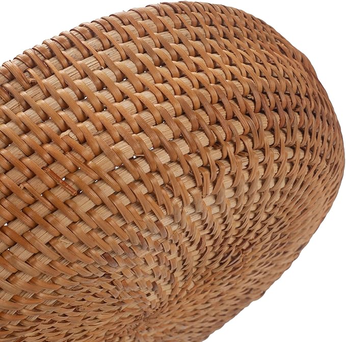 Rattan Storage Basket, Hand Woven Fruit Basket with Handles, Wicker Serving Basket, Bread Basket, Decorative Baskets for Organizing, Set of 2