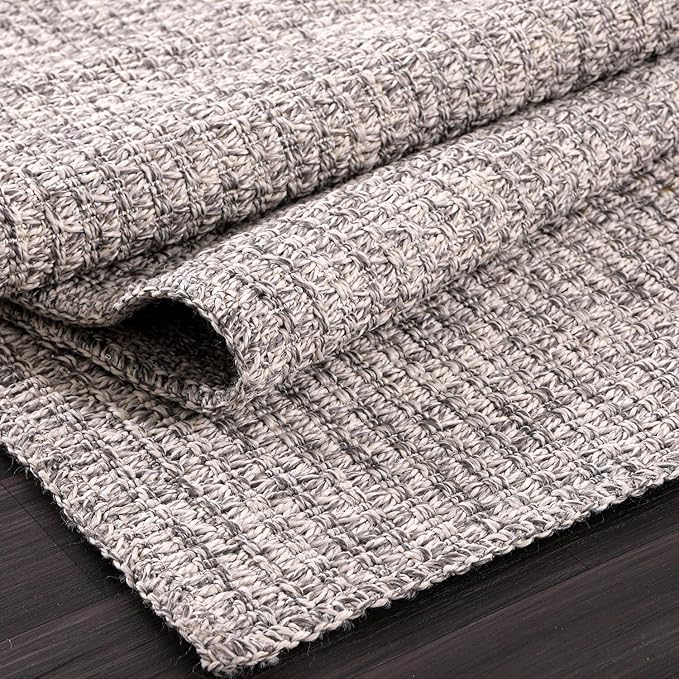 Easy Jute Rug 4x6 Indoor Outdoor Natural Rugs Solid Fiber Rug Woven Area Rug Boho Easy Clean Inside Carpet for Living Room Bedroom Dining Room Hallway or Outdoor Patio Porch (4 X 6 Silver)