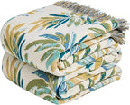 Boho Throw Blanket - 100% Cotton Throw Blankets for Bed Couch, 50"x60" Soft Muslin Lightweight Spring Throw Blanket, Cozy Plant Printed Bohemain Bedding Decor Green Throw Quilt