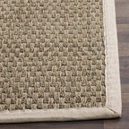 Safavieh Area Rug 12' Round - Natural Fiber Collection - Large - Natural & Ivory, Seagrass, Basketweave Pattern with Border (NF114J)