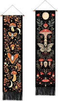 AOHMPT Pack of 2 Long Vertical Tapestry,Nature Landscape Tapestry with Serene Mountain River, Moon & Sun Motifs,Traditional Ink Painting Wall Art,Zen Aesthetic Wall Hanging for Living Room Bedroom Decor 13" W x 51" H"