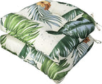 Gnostik 2 Pack Outdoor Wicker Chair Cushions Waterproof Rocking Chair Cushion Floral U Shaped Patio Replacement Cushions with Ties for Porch, Garden,18.6" x 18.6", Hawaiian