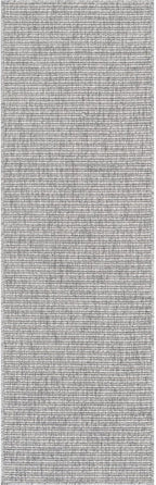 Beverly Rug Easy Jute Gray Runner Rug 2x7 Solid Washable Durable Outdoor Indoor Area Rugs for Living Dining Patio Office Stain Resistant Non Shedding Casual Indoor Outside Carpet 2 x 7 Gray