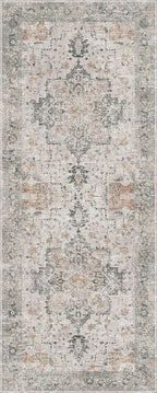 GENIMO 3x12 Runner Rugs for Hallway, Machine Washable Non Slip Vintage Rugs, Low Pile Soft Chenille Print Rug for enrtyway, Corridor, Home Office,Light Taupe Brown