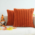 JOJUSIS Pack of 2 Faux Fur Plush Decorative Throw Pillow Covers Couch Cushion Case Soft Pillowcases Farmhouse Fall Home Decor (Rust, 24 x 24-Inch)