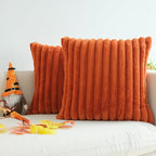 JOJUSIS Pack of 2 Faux Fur Plush Decorative Throw Pillow Covers Couch Cushion Case Soft Pillowcases Farmhouse Fall Home Decor (Rust, 18 x 18-Inch)