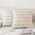 Boho Throw Pillow Covers 18x18 Set of 2 Modern Farmhouse Decorative Cushion Case Tufted Linen Square Pillows Cover Neutral Pillow Cases Accent Pillowcase for Sofa,Couch,Bed,Beige and Grey