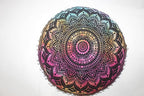 CRAFT KALA Large Round Bohemian Floor Pillow Pouf Cover Mandala Meditation Room Pillow Cover for Adults Boho Seating Poufs Cushion Cover for Kids Playroom 32" Round Multi Ombre