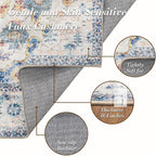 Area Rug 8×10, Large Vintage Boho Rug,Ultra-Soft Low Pile, Washable, Non Slip,Stain Resistant, Printed Carpet for Living Room Bedrooms Playroom Office Kitchen, Blue/Red