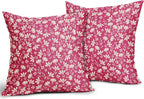 Hot Pink Pillow Covers 20x20 Set of 2 Vintage Floral Rustic Old Style Cute Flower Print Decorative Outdoor Pillowcases Seasonal Farmhouse Throw Cushion Case Decor for Couch Sofa Bed
