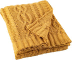 Battilo Mustard Yellow Throw Blanket 51"x67" Chenille Knitted Throw Blanket for Couch, Gold Throw Blankets for Home Decor, Summer Fall Decor Blanket