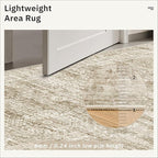 Washable Area Rug 8x12, Large Soft Rugs for Living Room Vintage Brown Carpet 8x12 Area Rugs for Bedroom Dining Room Non-Slip Stain Resistant Under Table Rug