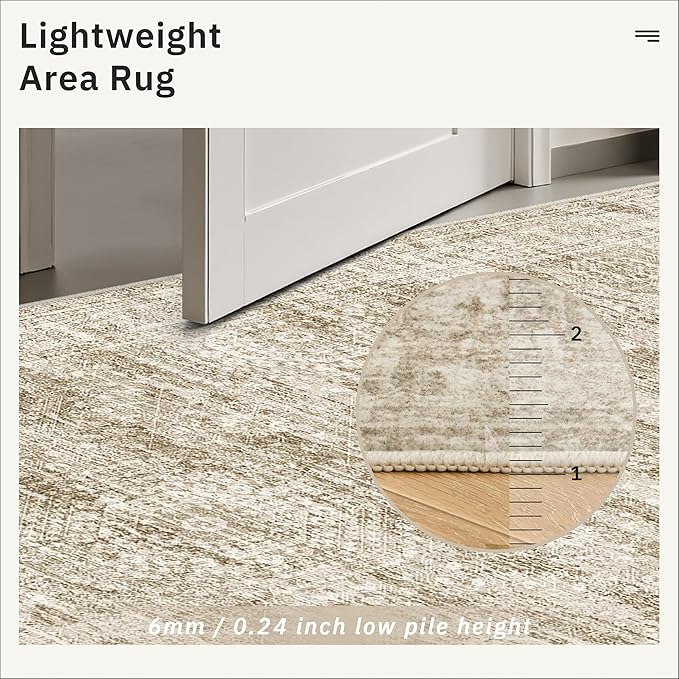 Runner Rug 2'x8' Washable Non-Slip Runner Rugs for Kitchen Bathroom Laundry Room Brown Vintage Floor Carpet Runners for Hallway Entryway
