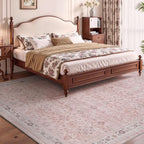 MontVoo-Vintage Area Rug 6X9 Pink Rugs for Living Room-Soft Distressed Printed Rugs for Bedroom-Non Slip Carpet-Machine Washable Rug for Dining Room Living Room Bedside Office