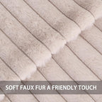 Pack of 2 Faux Fur Fall Throw Pillow Covers 16x16 Inch, Soft Plush Striped Neutral Couch Pillow Cover, with Velvet Back Modern Home Decor for Sofa Living Room Couch Bed Light Grey