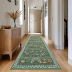 2.5x8 Runner Rug for Hallway Washable Kitchen Rugs Non Slip with Rubber Back Mushroom Soft Low-Pile Stain Resistant Foldable Indoor Carpet for Entryway Laundry Room Floor Mats Green