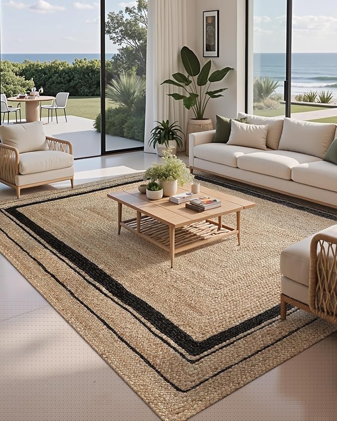 LUMI 4x6 Jute Area Rug for Living Room, Natural Handwoven Rugs Non Slip, Farmhouse Braided Carpets No Shedding for High Traffic, Dining Room, Indoor, Outdoor, Patio