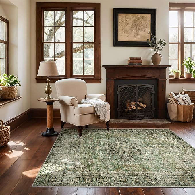 Machine Washable Throw Rugs for Entryway: Door Mat Indoor Entrance 4x6 Small Rug Stain Resistant Non-Slip Low Pile Soft Carpet for Kitchen Front Door Indoor Entrance Entry Bedroom