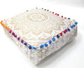 CRAFT KALA 24" Square Large Hippie Mandala Meditation Floor Ottoman Pillow Cushion Pouf Cover Square Poufs Bohemian Circle Floor Cushion Case Outdoor Fireplace Living Room Decor Cover Golden Ombre
