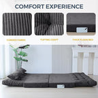 MAXYOYO Folding Sofa Bed, Tufted Bean Bag Bed with Pillows Floor Mattress for Adults, Extra Thick and Long Floor Sofa, Full Couch for Bedroom Living Room, Dark Grey, 54x91 Inch