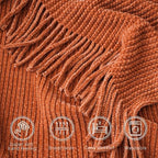 BATTILO HOME Rust Orange Throw Blanket for Couch, Soft Chenille Knit Throws with Tassels for Home Decor, Fall Caramel Throws for Couch Cover, 60"x80"