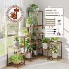 Bamworld Plant Stand Indoor Corner Plant Shelf Outdoor Flower Shelves Wooden Plant Stands Garden Wood Plant Holder Rack for Living Room Corner Lawn Window 03B