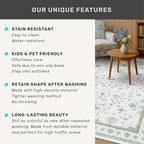 Cream Oushak 6x9 Bedroom Rug - Boho Floral Cool Blue and Green, Washable Low Pile Non-Slip Ultra-Thin Large Area Rugs for Bed Room, Living Room, Playroom
