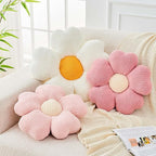 Flower Throw Pillow, Cute Flower Shaped Pillow Decorative Throw Pillow for Bed Couch, Soft Daisy Pillows Floor Seating Cushion Cushions (19.6 Inch White+Yellow)