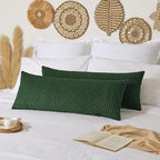 Kevin Textile 20x54 Inch Long Body Lumbar 1 Pack Boho Decorative Throw Pillow Cover Soft Striped Corduroy Rectangle Cushion Case Farmhouse Accent for Living Room Couch Sofa Bed, Dark Green
