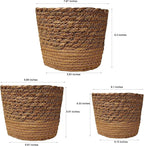 3PCS Plant Basket Indoor with Plastic Liner Water Hyacinth Woven Planters Flower Baskets Holder Liners Home Decor