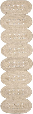 SAFAVIEH Natural Fiber Collection Area Rug - 6' Square, Ivory, Handmade Farmhouse Braided Woven Jute, Ideal for High Traffic Areas in Living Room, Bedroom (NF365A)