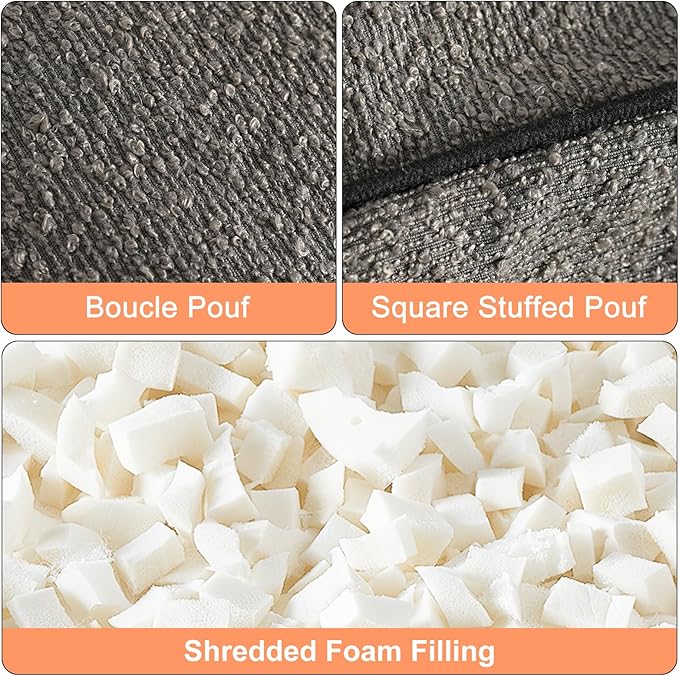 Pouf Ottoman Stuffed Modern Foam Filled Foot Rest Poufs for Living Room Chair Decorative 20 X 15 Inches Boho Relax Stool Floor Poufs Foot Rest for Living Room,Grey