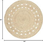 SAFAVIEH Area Rug 5' Round - Natural Fiber Collection - Ivory, Handmade Jute, Boho Farmhouse Braided Design (NF364B)