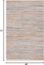 SAFAVIEH Cape Cod Collection Accent Rug - 4' x 6', Natural & Blue, Handmade, Braided Design, Ideal for The Living Room, Bedroom, Dining Room (CAP151M-4)