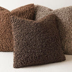 Foindtower Set of 2 Curly Teddy Wool Pillow Covers Decorative Boucle Textured Lumbar Throw Pillow Faux Fur Sherpa Pillowcases Sheepskin Fuzzy Cushion Case for Sofa Bedroom Car 12"x20" Dark Brown