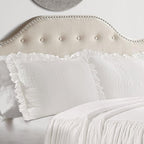 Lush Decor Ruffle Skirt Bedspread Set - 3-Piece Luxurious Farmhouse Bedding - Elegant Ruffle Detail - Timeless Style - Soft Lightweight Sheets - Queen, White