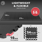 bemaxx Gym Mats Set - 54 pcs EVA Interlocking Foam Floor Tiles (12.6"x12.6"x0.4") 54sqft Protective Gym Flooring Sports Home Workout Exercise Mats Puzzle Garage Fitness Play-Room Pool Treadmill Bike