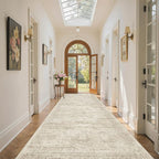 4x12 Wide Hallway Runners: Washable 12ft Runner Rug for Entryway Living Room Soft Vintage Non Slip Carpet Runner for Kitchen Dining Room Nursery Bedroom (Beige, 4x12ft)