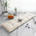 HOMBYS Floor Lounger Pillow Foldable and Tufted Design Long Floor Cushion for Yoga, Reading, Sleeping, Meditation, Elastic Band for Roll Up and Easy Storage, Machine Washable (Beige, 74"x27")