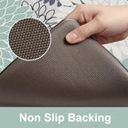 Anti Fatigue Kitchen Mats,Non Slip Boho Dahlia Kitchen Rugs Sets 2 Piece,Waterproof Farmhouse Kitchen Mat for Floor,Cushioned Standing Mat for Office,Laundry,Sink,Desk,Mutil-Cyan