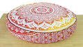 Large Hippie Mandala Round Floor Pillow Cover Ottoman Pouf Cover Daybed Cotton Cushion Cover with Heavy Duty Zipper Seating Ottoman Poufs Dog-Pets Bed 35" (Yellow/ Orange Ombre, 35" Round)