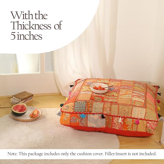 THE ART BOX 35" X 35" Large Boxed Shaped Premium Hypoallergenic Square Stuffer Best for Meditation Floor Pillow Cover, Mandala Ottoman Cushion Cover, Dog Beds, Lounger, Pet Beds